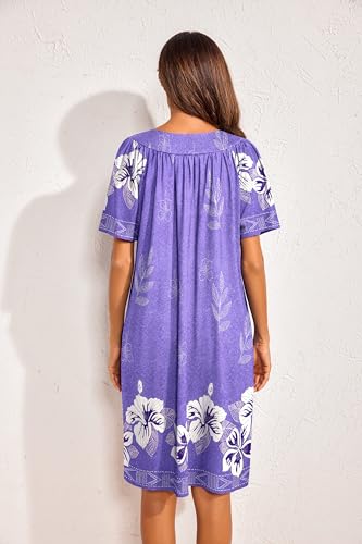 Floral Print Nightgown with Pockets Mumu Dress P2483
