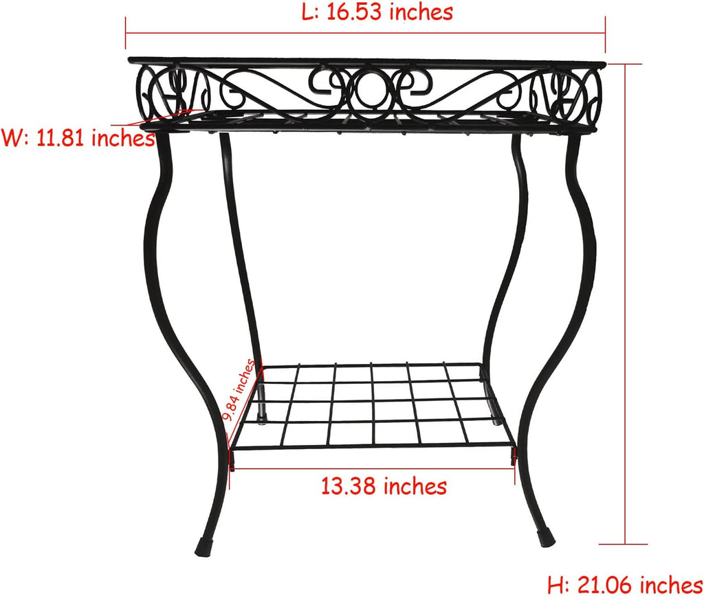 18.7'' Tall Rectangular Metal Plant Stand Black Q7464