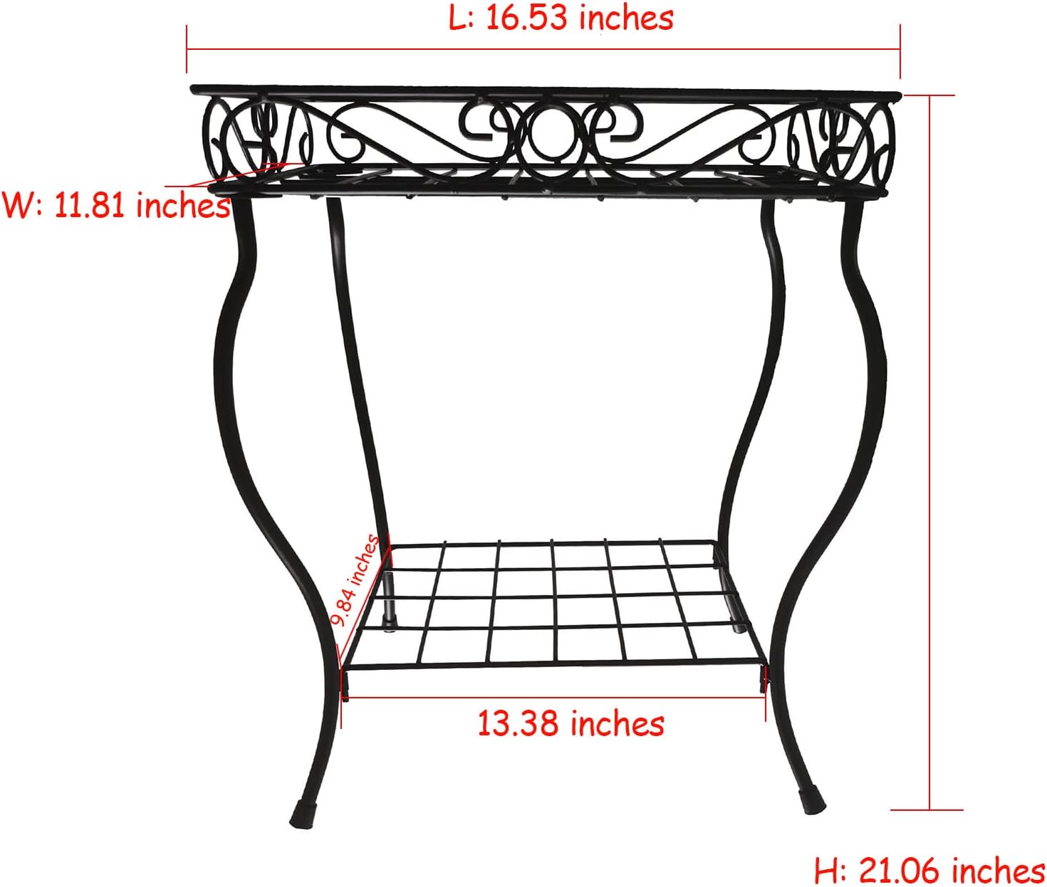 18.7'' Tall Rectangular Metal Plant Stand Black Q7464