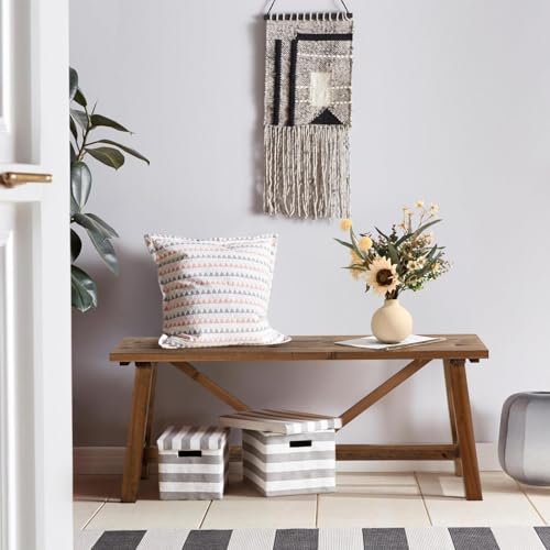 White Solid Wood Narrow Bench F360804
