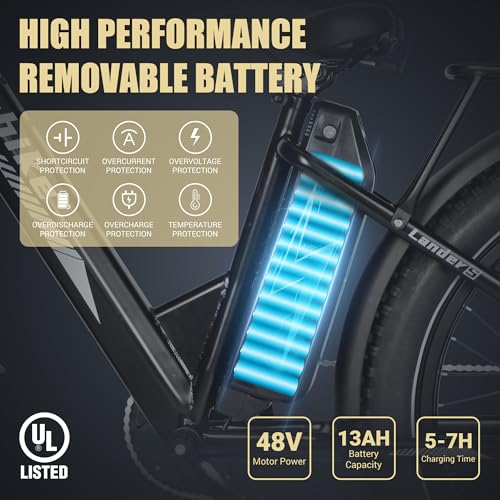 26" Fat Tire Electric Mountain Bike with 48V 13Ah Battery 7-Speed Front Suspension N47832