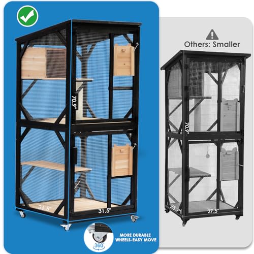 4 Tiers 70.9" H Catio Cat House Outdoor Enclosure with Removable Floor W53989