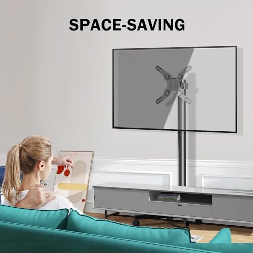 Mobile TV Carts Rotating Rolling TV Stand on Wheels for 13-50" Flat Curved TVs Height Adjustable 30° Tilt Floor TV Stand Portable Monitor Stand Holds up to 44lbs Max VESA 200x200mm N399507