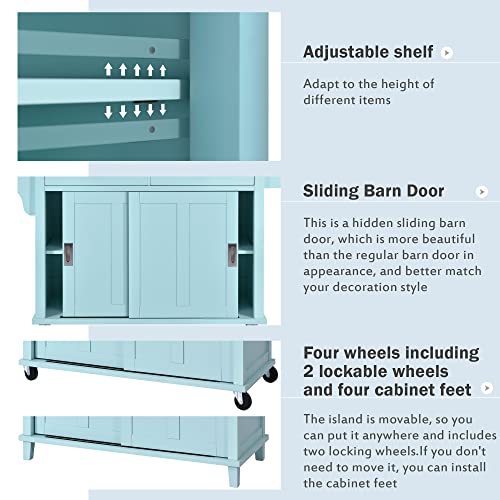 Black Rolling Kitchen Island with Drawers and Storage Cabinet V214415