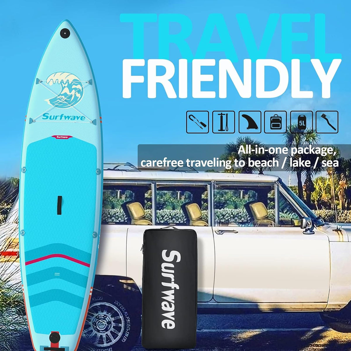 10'8''×33''×6'' Extra Wide Inflatable Paddle Board with Camera Mount O40029