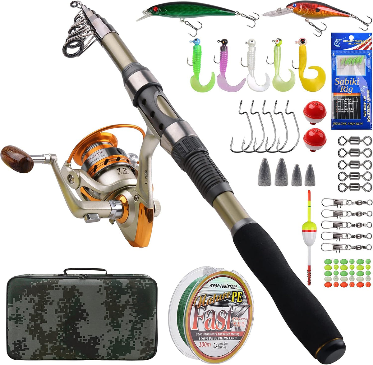 Carbon Fiber Telescopic Fishing Rod and Reel Combo Set with Carrier Bag U854669
