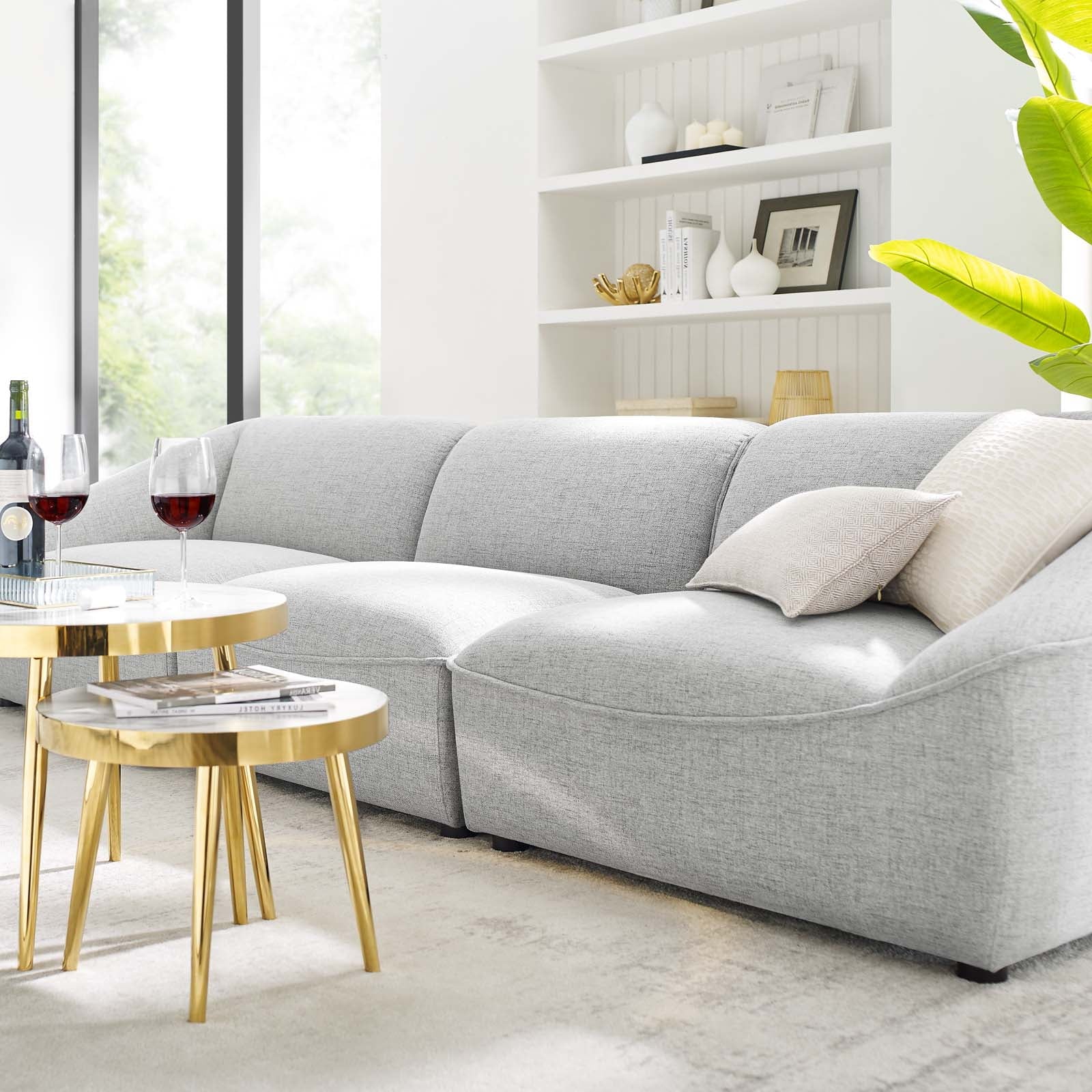 Light Grey Fabric Sofa F1902