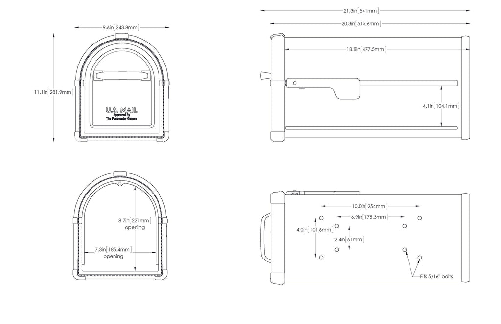 Black Post-Mount Mailbox N52503