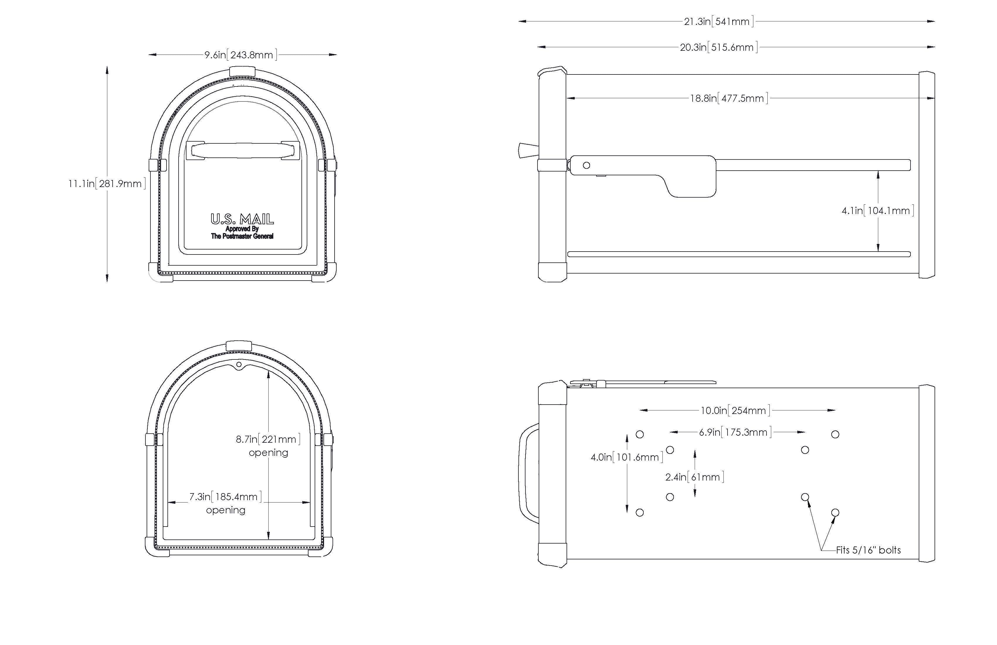 Black Post-Mount Mailbox N52503
