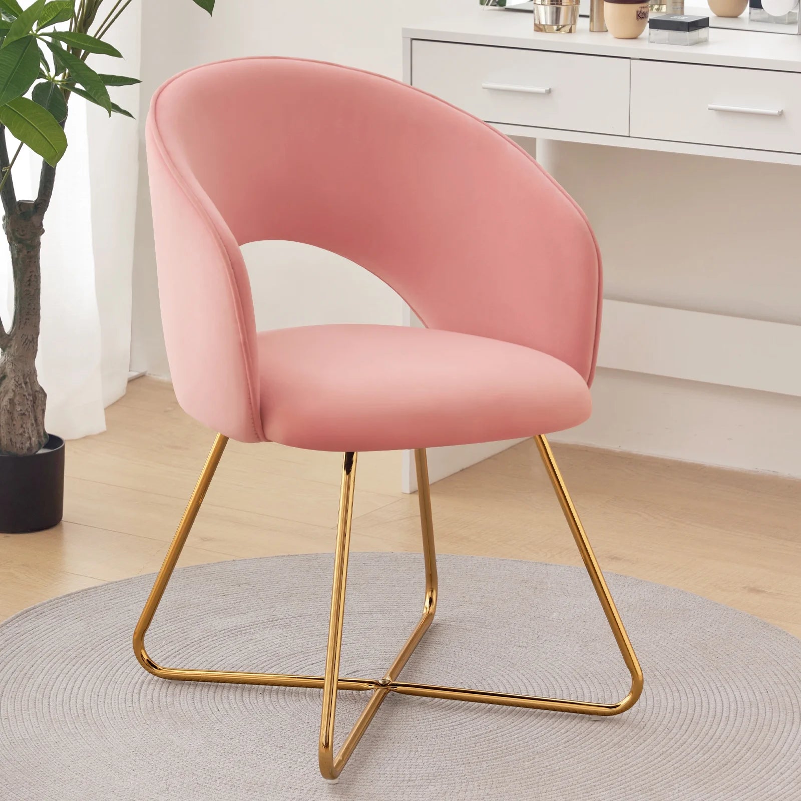 Pink Velvet Upholstered Accent Chair K741243