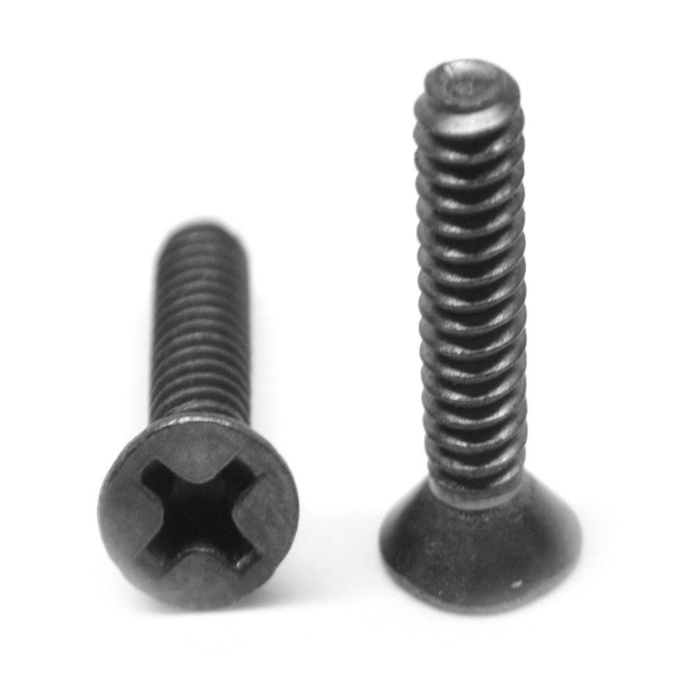 #8-32 x 5/16 Coarse Thread Machine Screw Phillips Flat Head 100 Degree Low Carbon Steel Black Zinc Plated Pk 10000 F696