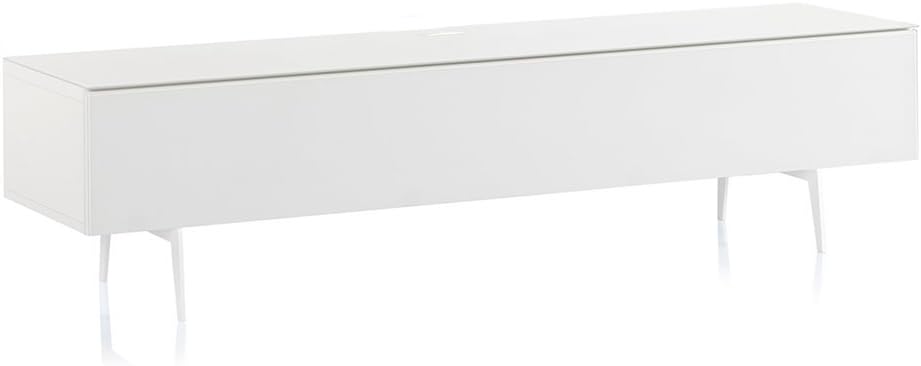 White Wood and Glass TV Stand with Metal Legs T494411