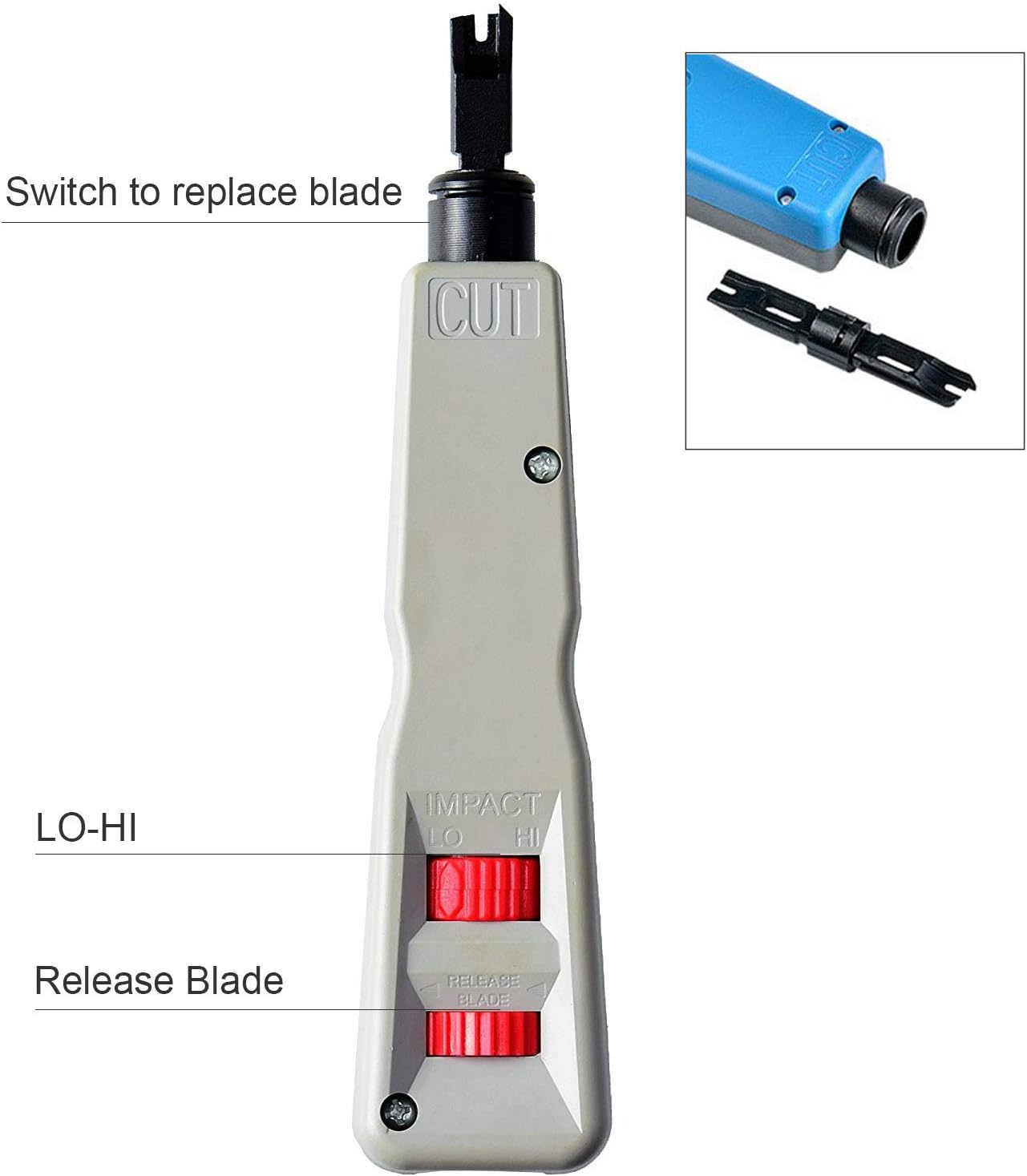 Punch Down Tool Kit with 110 & BK Blade, 5PCS Cat6 RJ45 Keystone Jack, Network Wire Stripper Tool Kits F4985