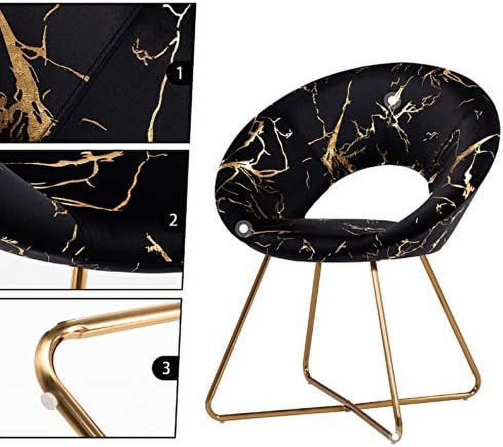 Khaki Velvet Accent Arm Chair with Golden Metal Frame Legs E2332