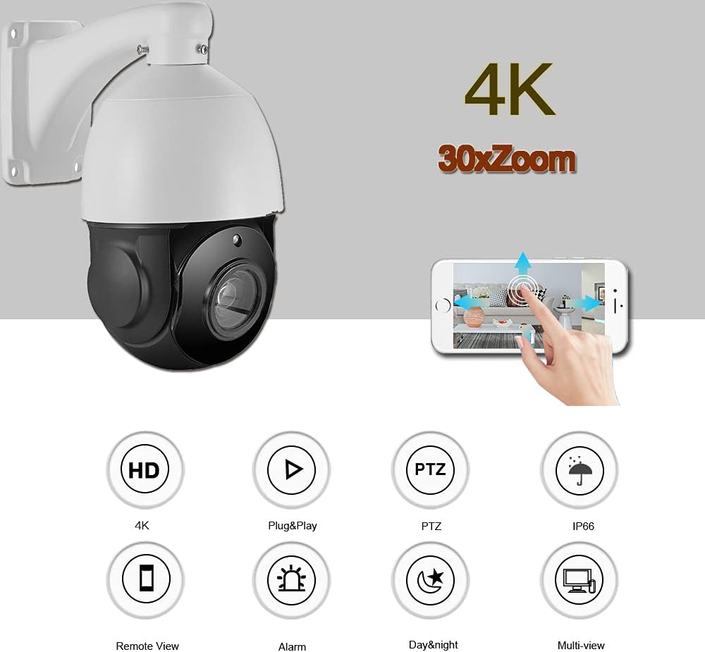 4K PTZ 8MP Security Camera with 30x Optical Zoom and Night Vision G5636