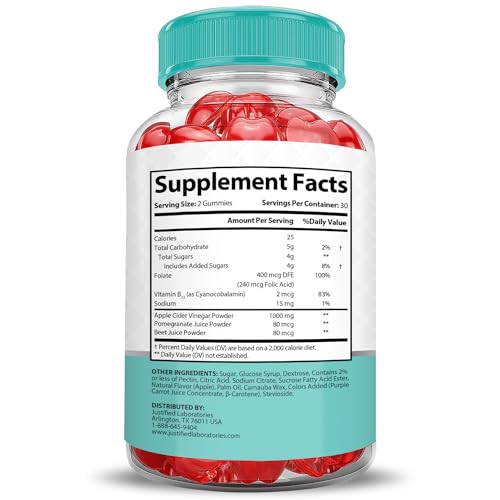 Keto ACV Gummies 1000MG Apple Cider Vinegar with Pomegranate Beet Juice Powder B12 Vegan Non GMO 60 Gummies E28091