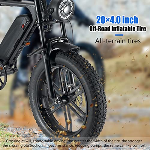 20" Fat Tire 48V 15Ah Removable Battery Electric Bicycle 750W 30MPH Shimano 7 Speed T282