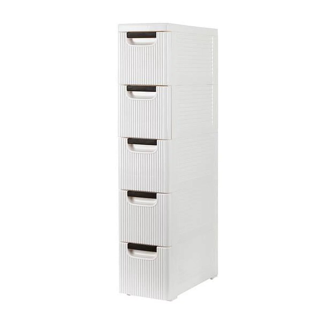 5-Tier White PP Storage Cabinet with Drawers O715