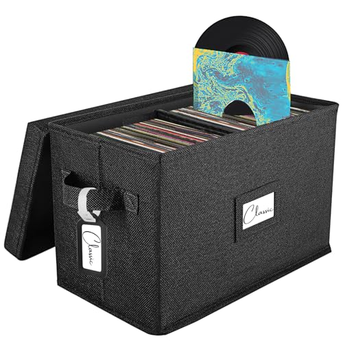Grey Vinyl Record Storage Box with Lid J7100