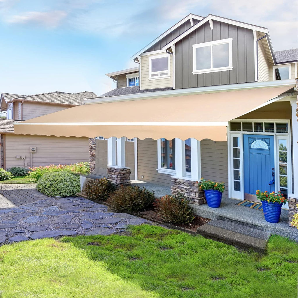 Beige Retractable Patio Awning X209667
