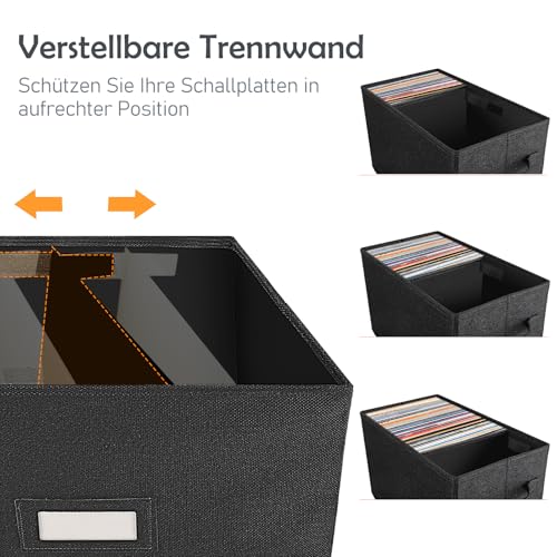 Grey Vinyl Record Storage Box with Lid J7100