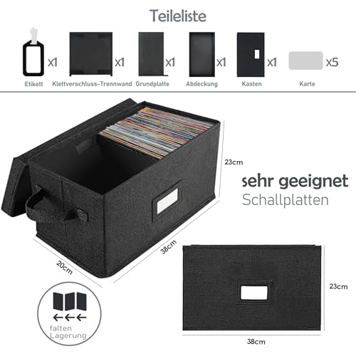 Grey Vinyl Record Storage Box with Lid J7100