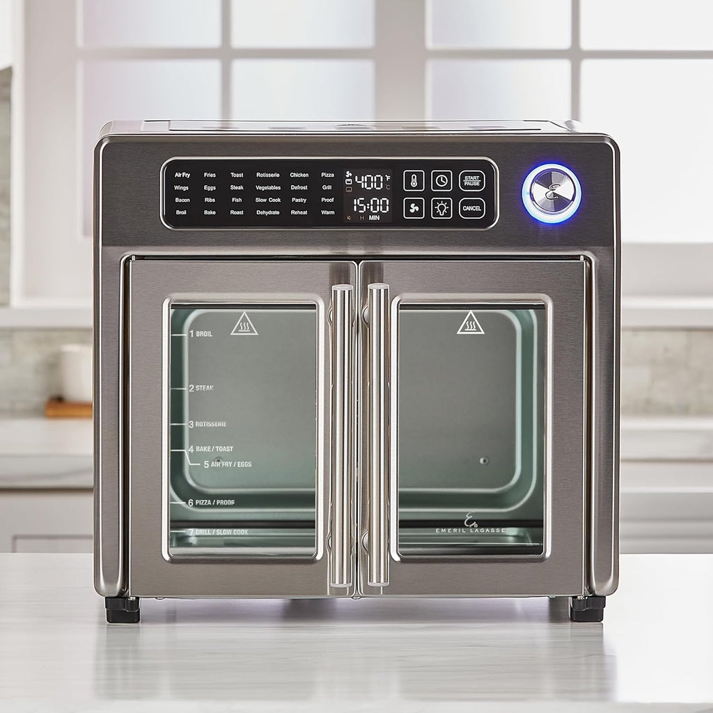 26 QT Extra Large Air Fryer Convection Toaster Oven with French Doors Stainless Steel S282717