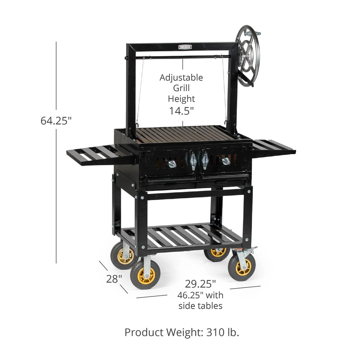 Steel Wood & Charcoal Argentine Grill with Ceramic Brick Lining K67572