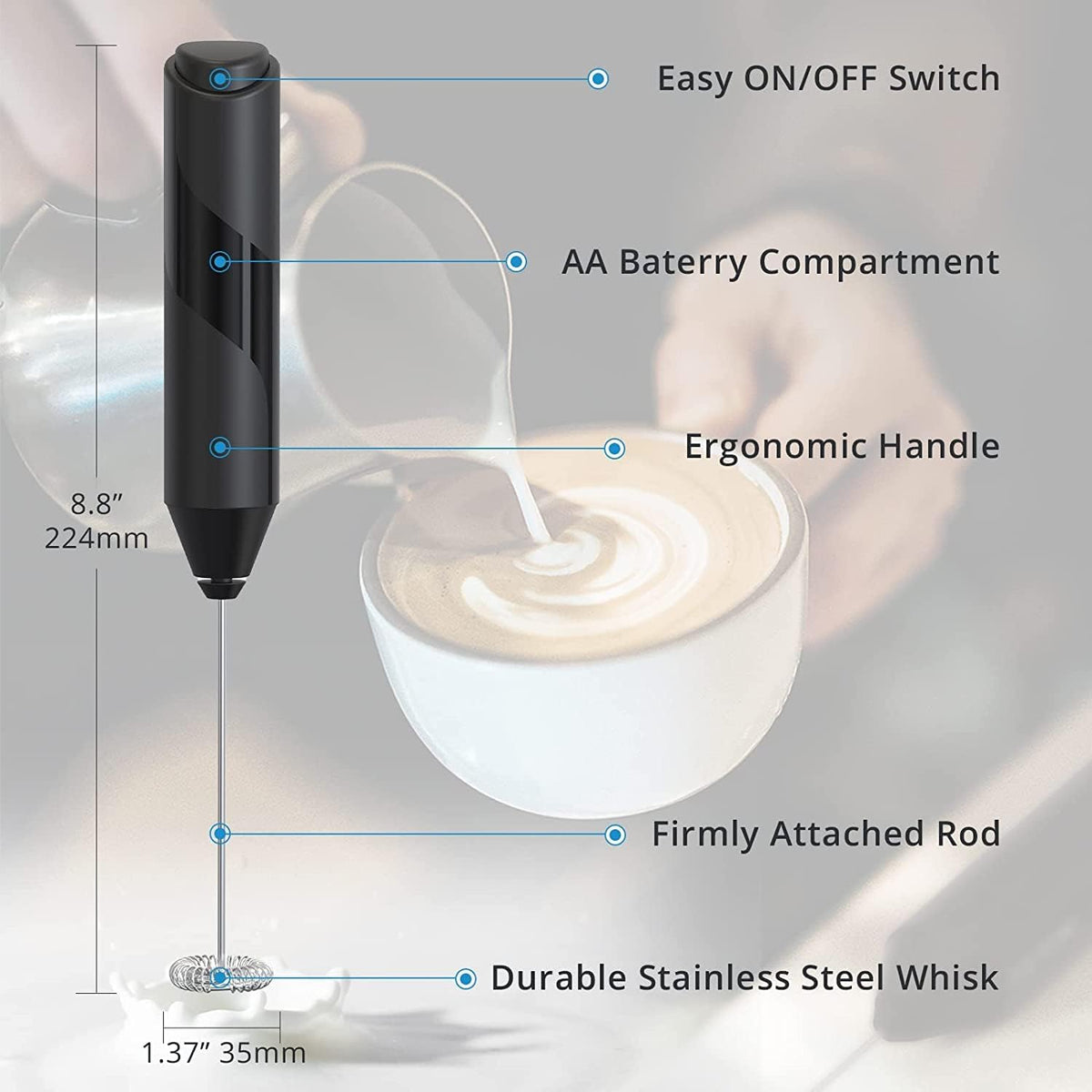 Black Electric Handheld Milk Frother S270759