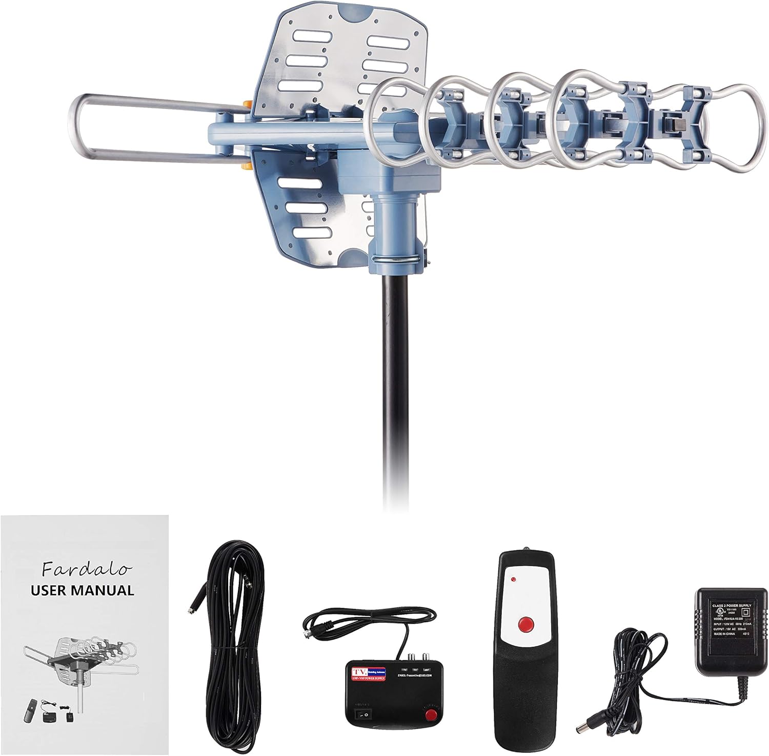 150 Miles Outdoor TV Antenna with 60FT RG6 Cable K9164