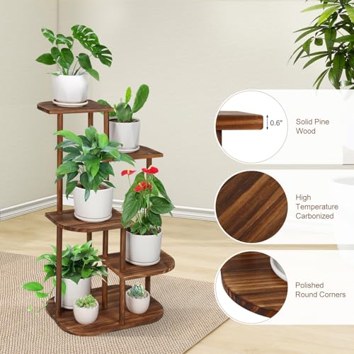 5 Tier Wood Plant Stand B575164