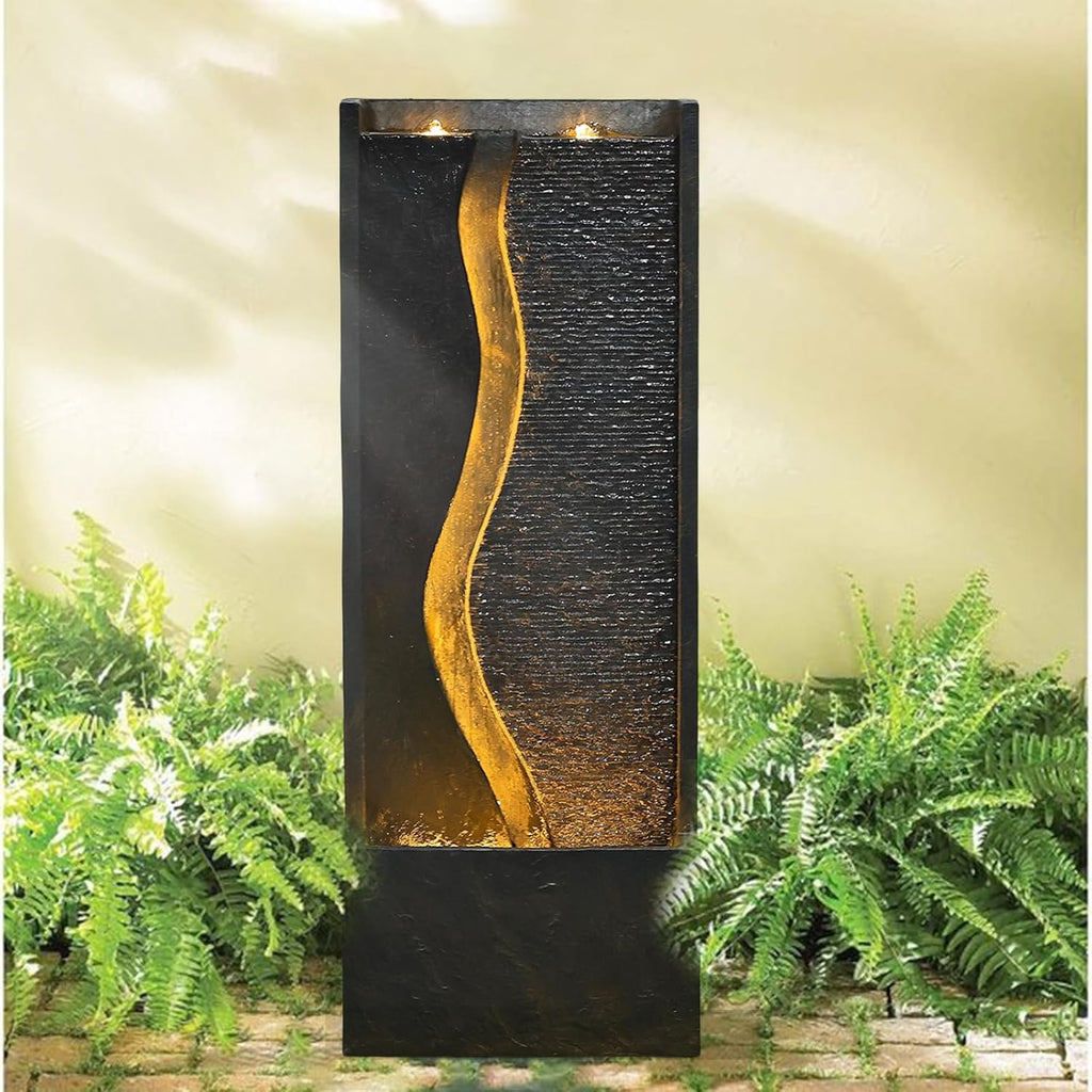 4.1ft Outdoor Water Fountain with LED Lights, Rusty Dark Gray R2364