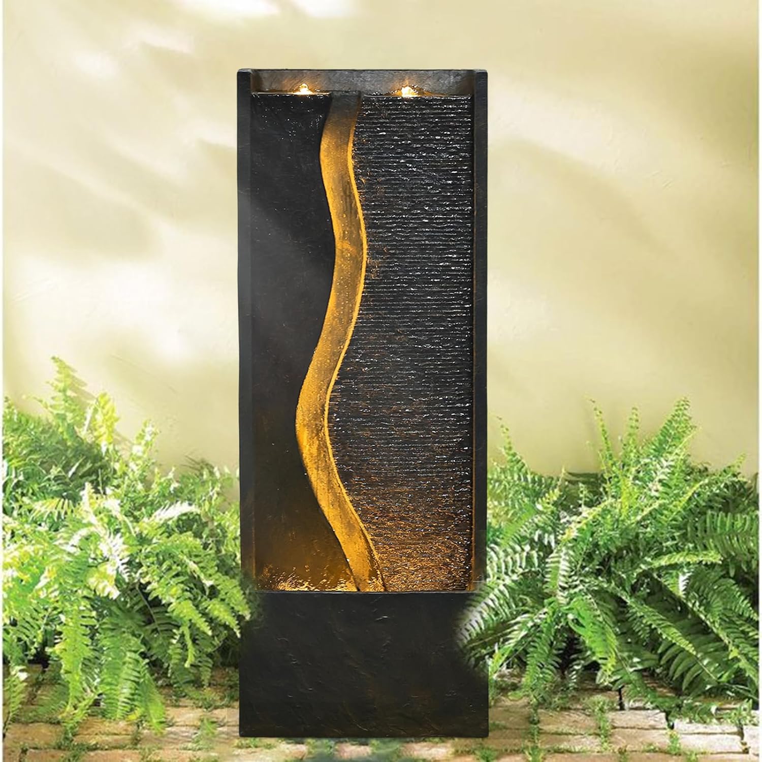 4.1ft Outdoor Water Fountain with LED Lights, Rusty Dark Gray R2364