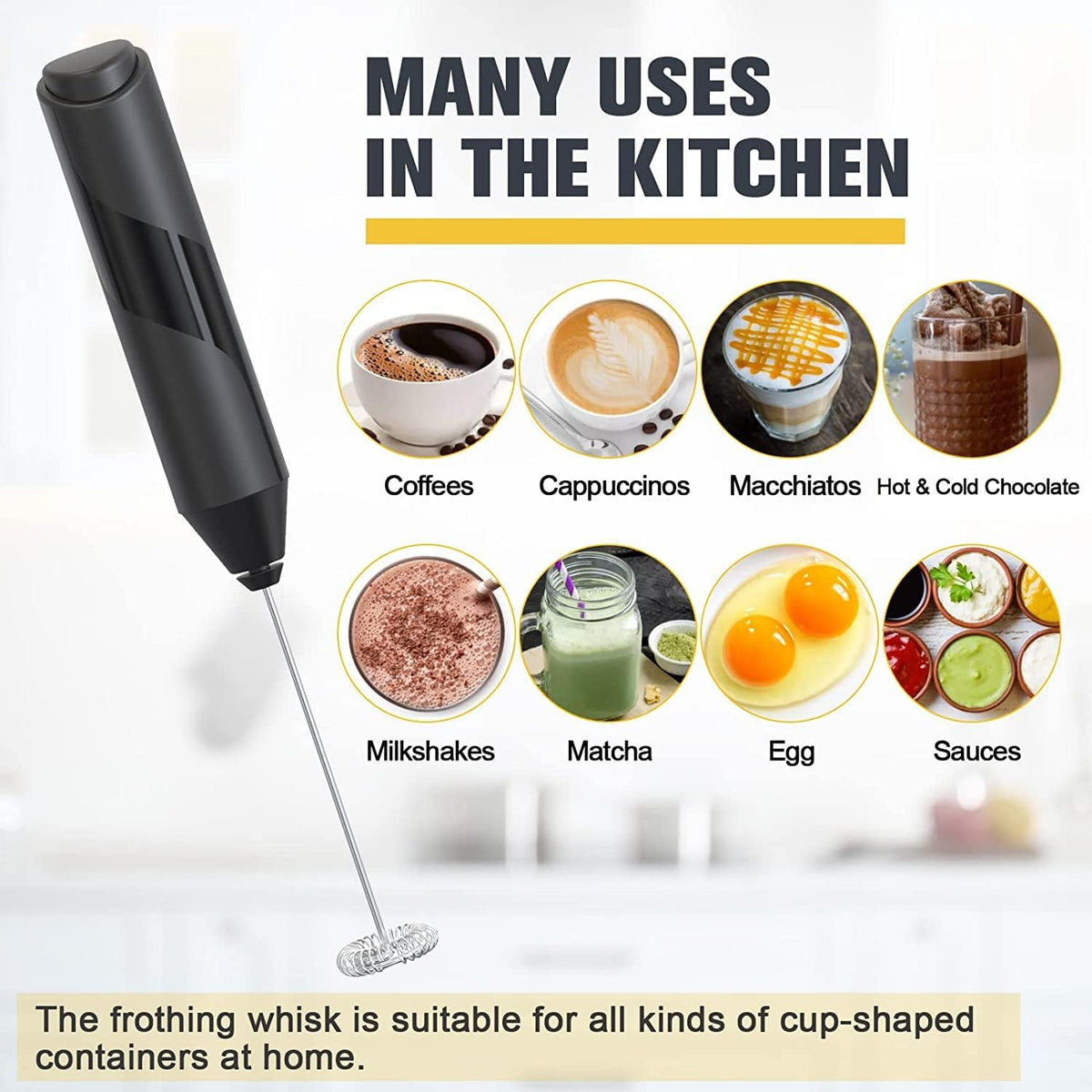 Black Electric Handheld Milk Frother S270759