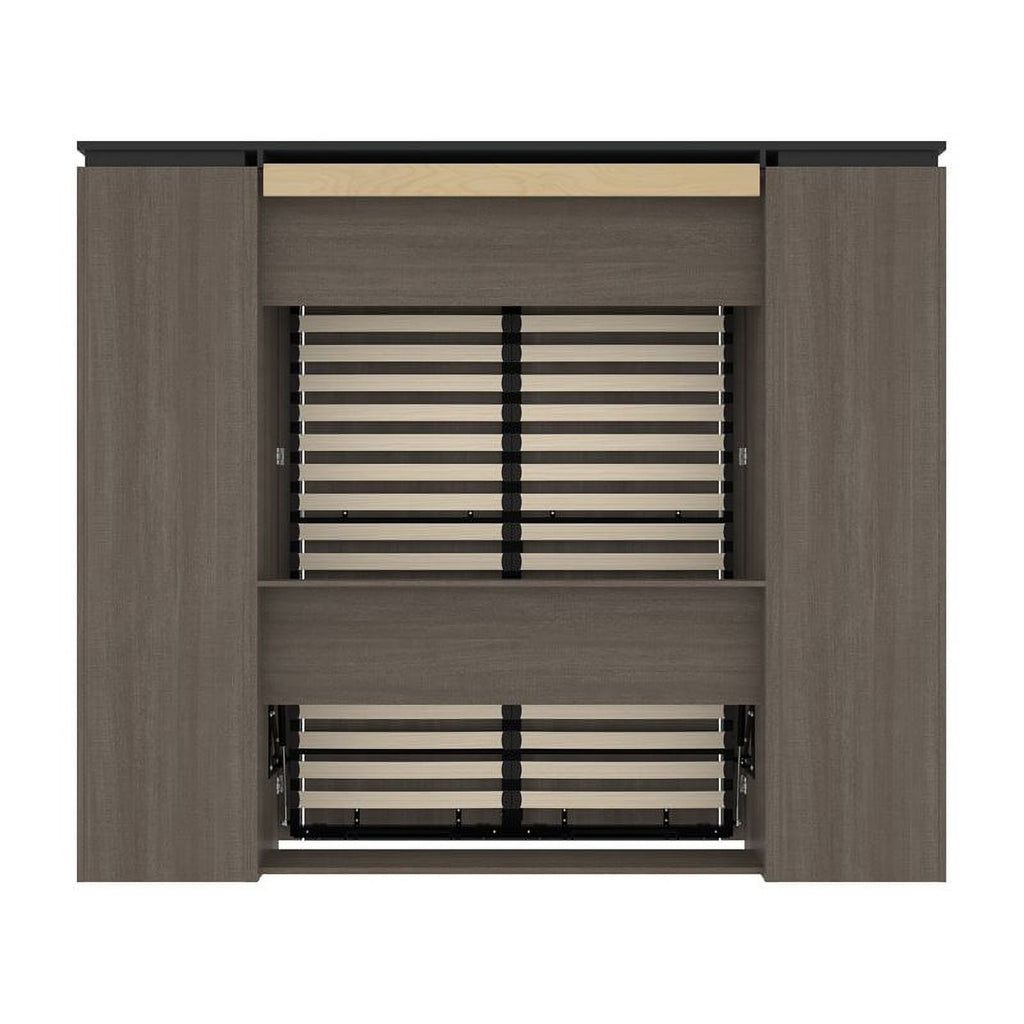 98" Full Murphy Bed and 2 Bookcases with Drawers in Bark Gray U115673