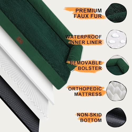 Large Dark Grey Orthopedic Dog Bed with Removable Cover F531354