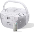 White Portable CD and Cassette Player Boombox with AM FM Radio C1810