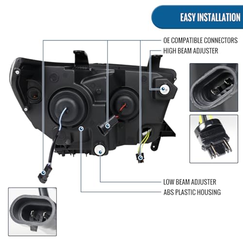 Black Projector Headlights Pair for Toyota Tundra Sequoia T8985