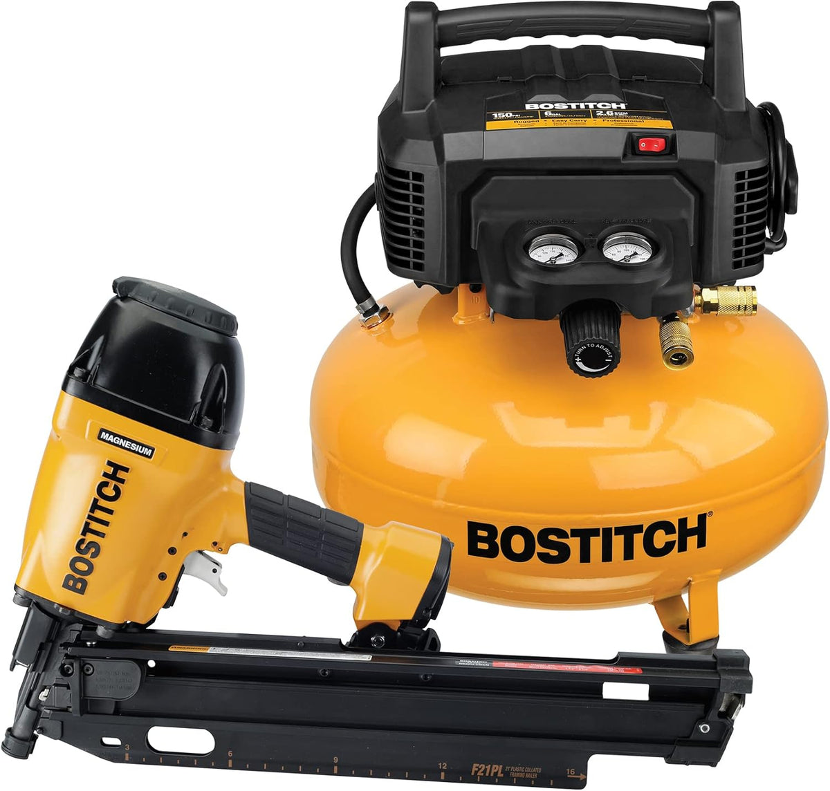 Pancake Air Compressor, Oil-Free, 6 Gallon, 150 PSI H9285