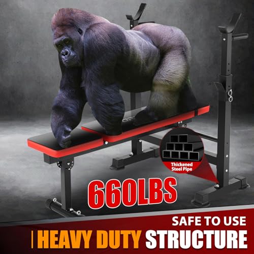 6 in 1 Weight Bench Set with Squat Rack and Barbell Rack Y7779