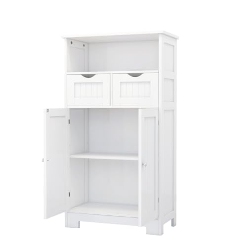 White 2 Door 1 Drawer Free-Standing Bathroom Floor Cabinet K465