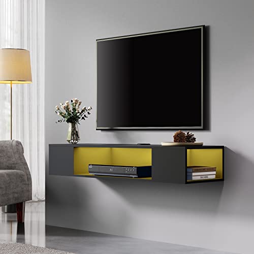 Black Floating TV Stand with Storage Space L2670