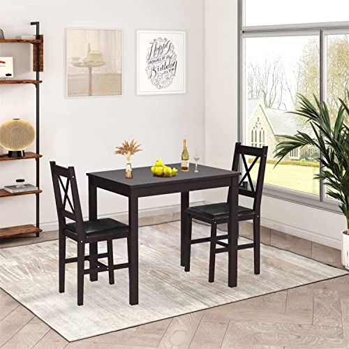 Brown 3 Piece Wooden Dining Table Set F37591