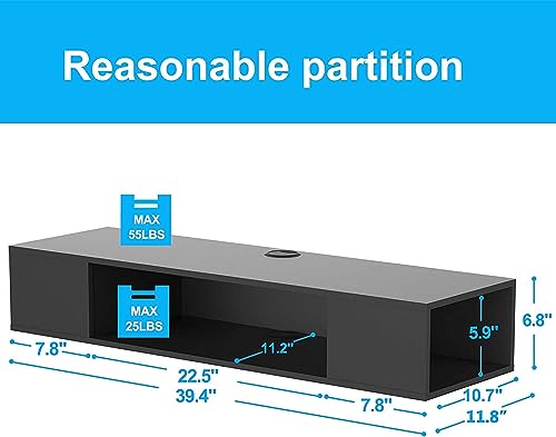 Black Floating TV Stand with Storage Space L2670