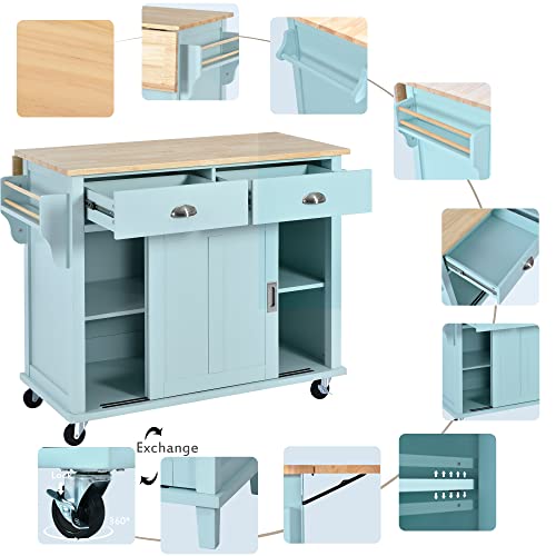 Black Rolling Kitchen Island with Drawers and Storage Cabinet V214415
