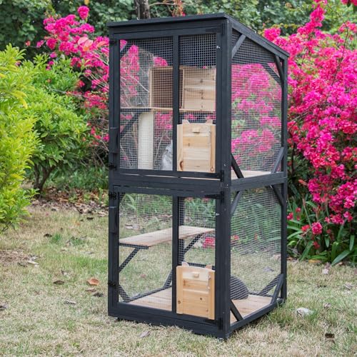 4 Tiers 70.9" H Catio Cat House Outdoor Enclosure with Removable Floor W53989