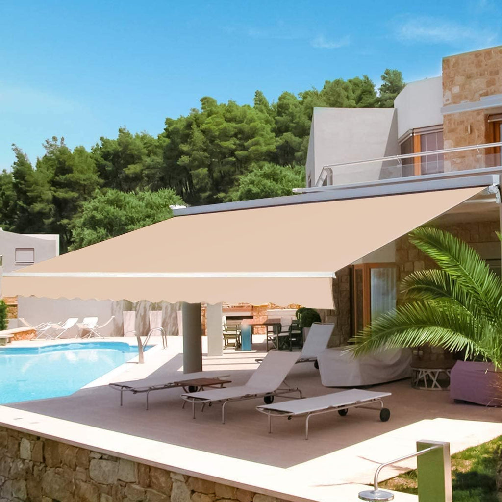 Beige Retractable Patio Awning X209667