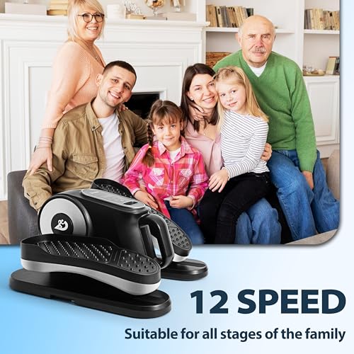 Under Desk Elliptical Machine with Remote, 12 Speed Levels, Quiet Portable Machine H322