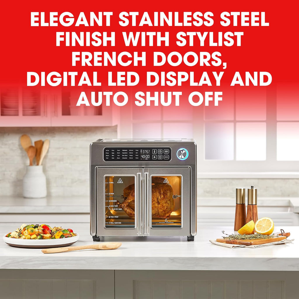 26 QT Extra Large Air Fryer Convection Toaster Oven with French Doors Stainless Steel S282717