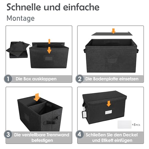 Grey Vinyl Record Storage Box with Lid J7100